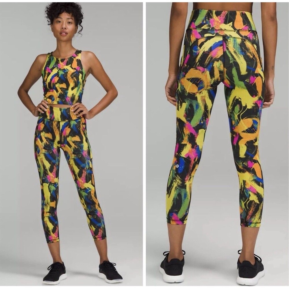 Lululemon Wunder Under Leggings Womenâs Size 2 Multicolor Abstract Print